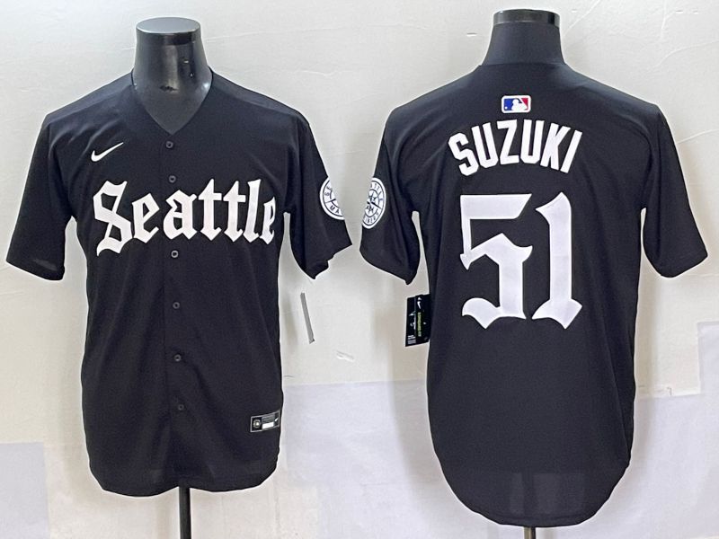 Men 2025 Seattle Mariners #51 Suzuki Five generations Joint Name Nike MLB Jersey style 1->seattle mariners->MLB Jersey